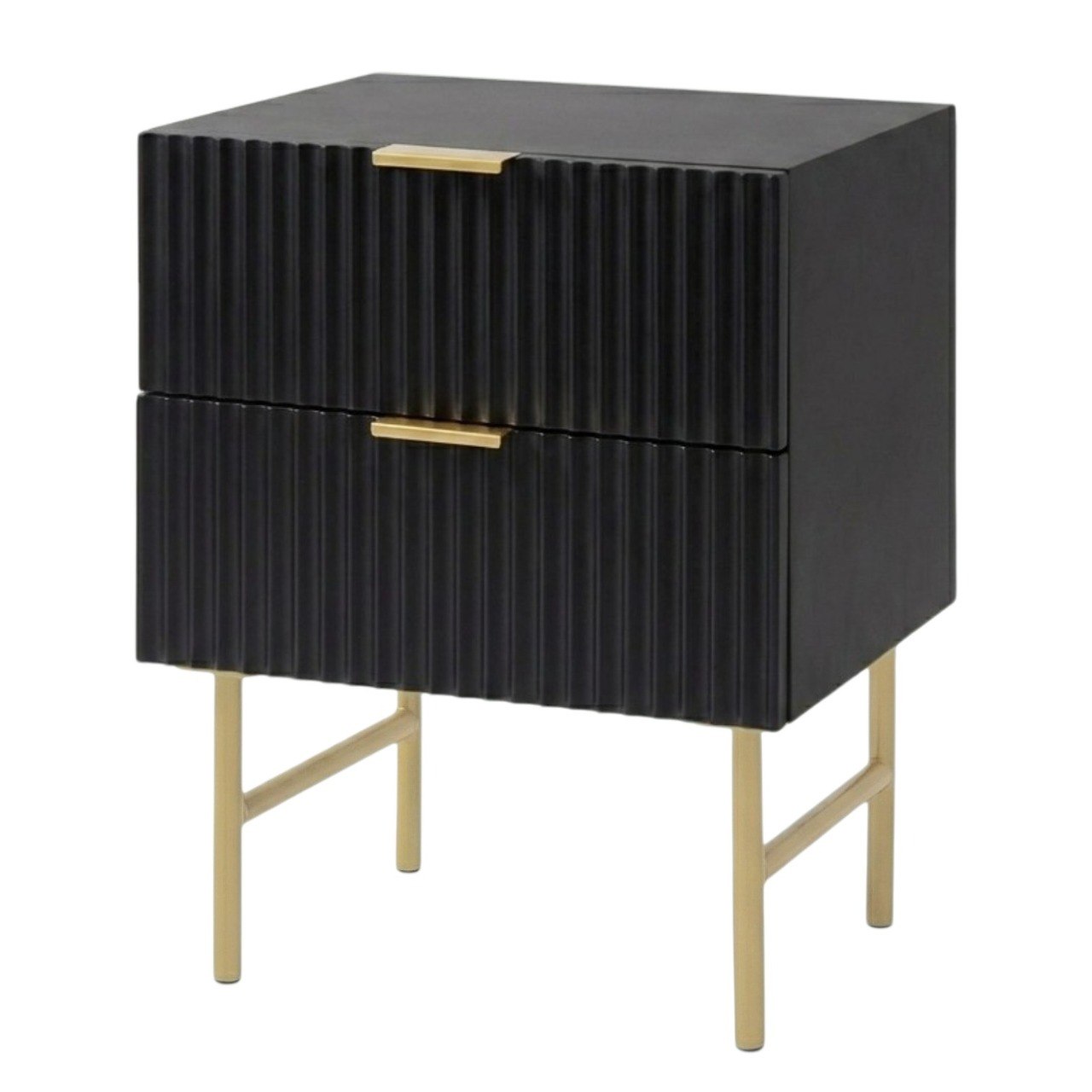 MESA DE NOCHE CON 2 CAJONES COLOR NEGRO ESTILO NATURAL STUDIO 507 40X35X50CM
