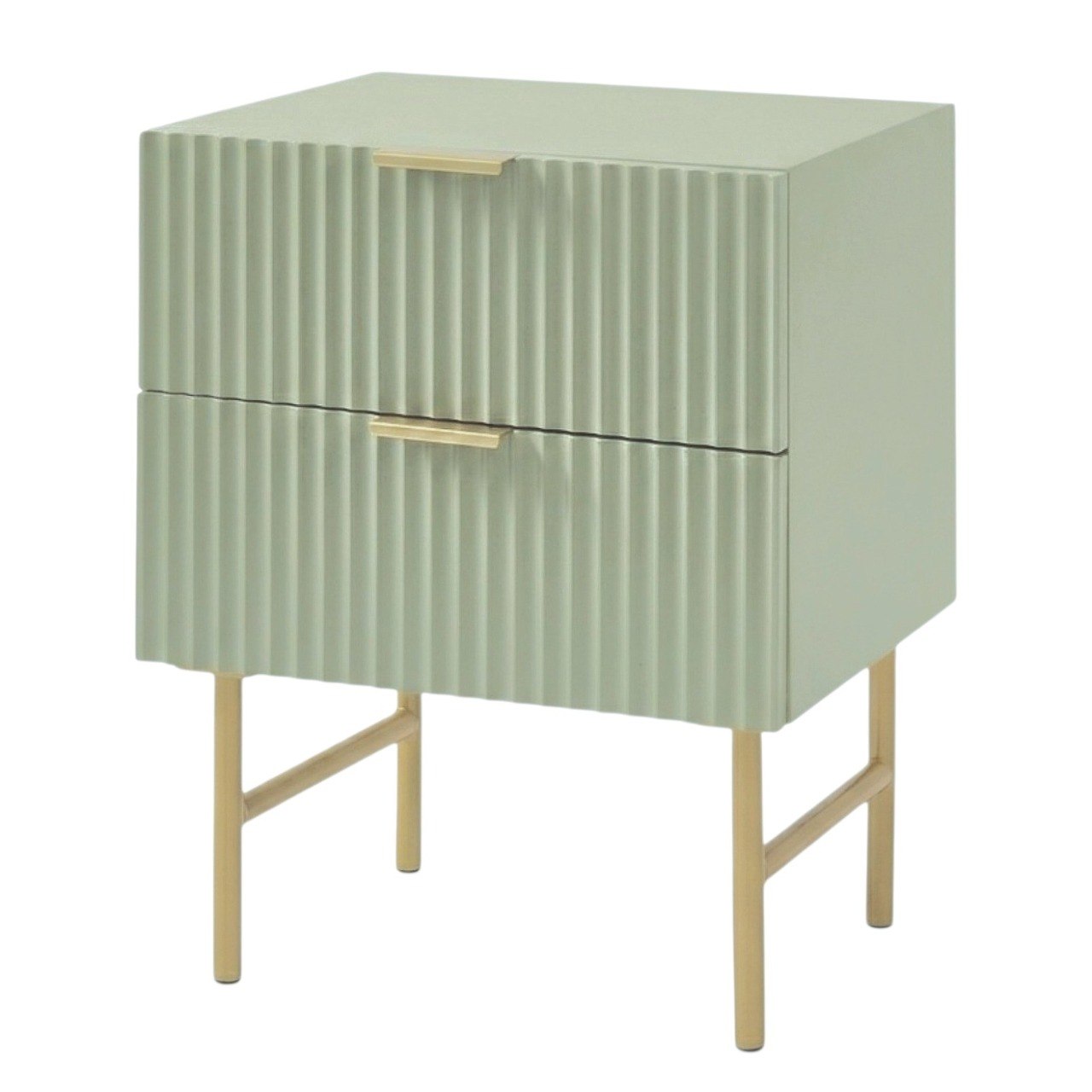 MESA DE NOCHE CON 2 CAJONES COLOR VERDE ESTILO NATURAL STUDIO 507 40X35X50CM