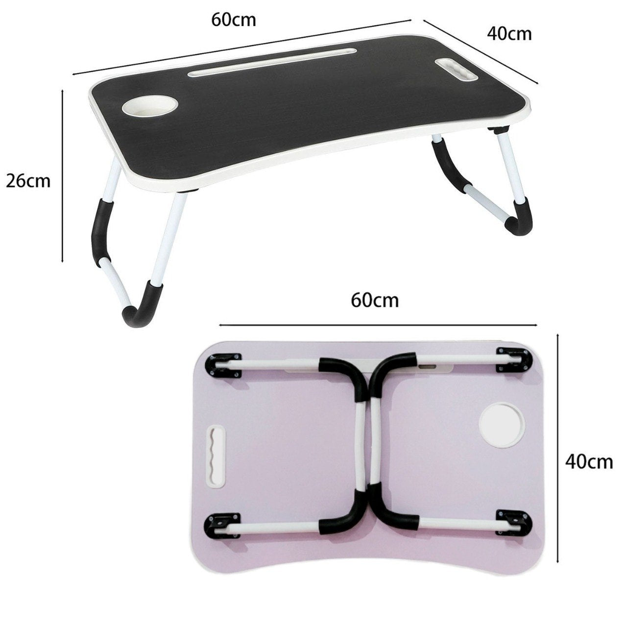 MESA PLEGABLE PORTATIL PARA LAPTOP MULTIFUNCIONAL 40X60CM + 27CM