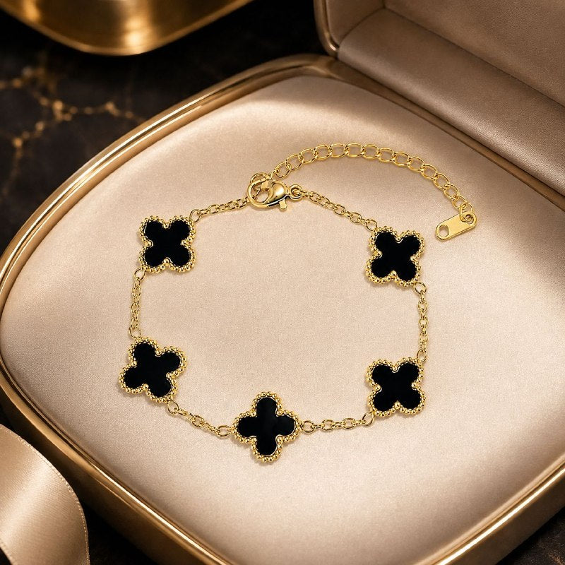 PULSERA DE ENCHAPE PARA DAMA CON DISEÑO DE FLOR 19CM (DUPE DE VAN CLEEF)