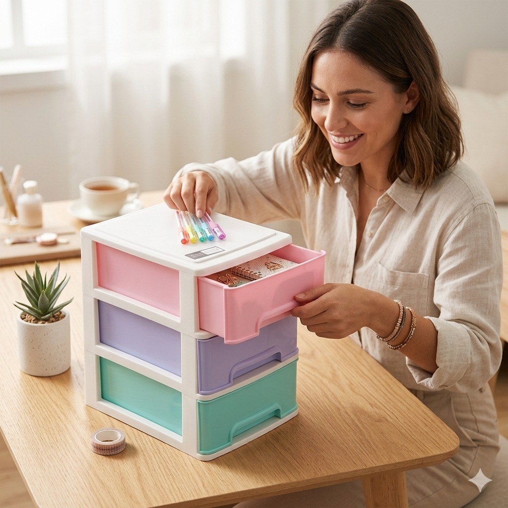 ORGANIZADOR MULTIUSO DE 3 CAJONES 18X26X27CM