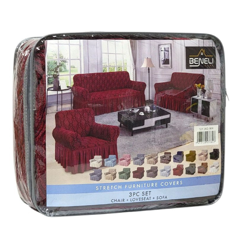 SET DE FORROS ELASTICOS DE MUEBLES, JUEGO DE 3 PIEZAS PARA MUEBLES VARIOS COLORES BENELI HOME