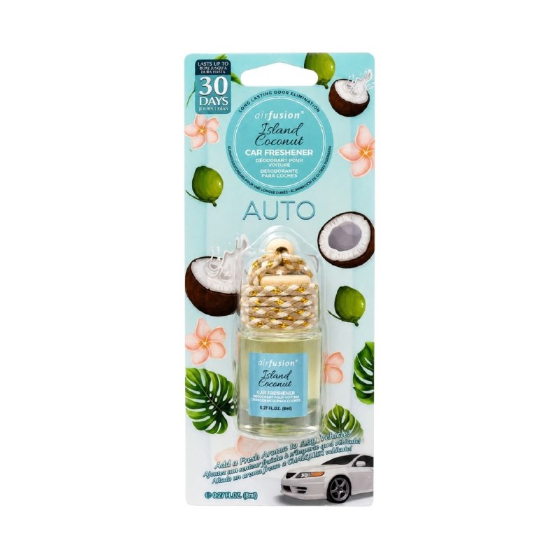 AMBIENTADOR COLGANTE PARA AUTO CON AROMA A COCO DE LA ISLA AIR FUSION 8ML