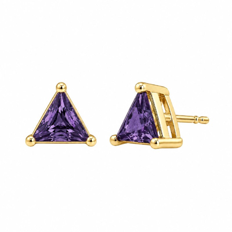 ARITOS DE ENCHAPE PARA DAMA CON PIEDRA TRIANGULAR