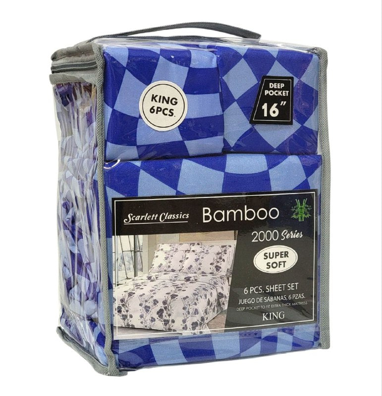 JUEGO DE SABANAS CAMERA DE 6 PIEZAS KING SCARLETT CLASSICS BAMBOO, 25 ESTILOS