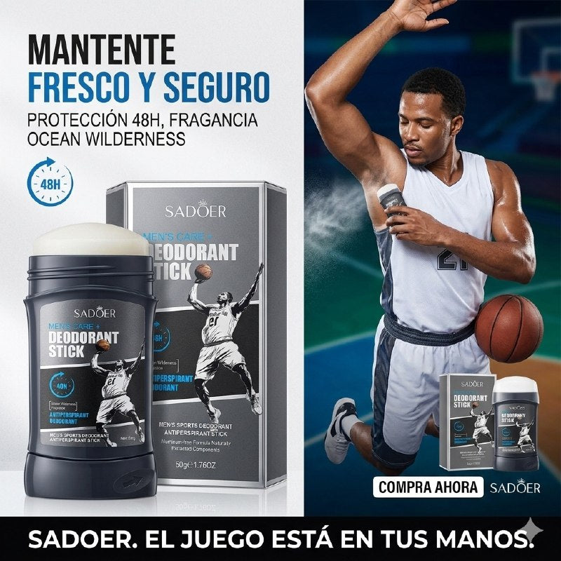 DESODORANTE EN BARRA PARA HOMBRES ANTITRANSPIRANTE LIBRE DE ALUMINIO ANTI OLORES SADOER 50G