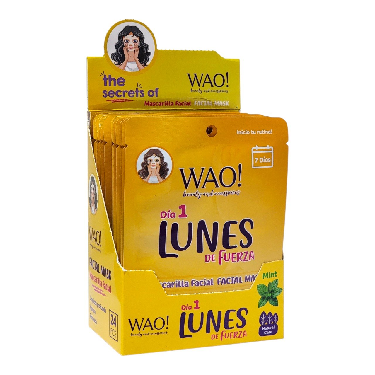 MASCARILLA FACIAL DIA 1 LUNES DE FUERZA DE MENTA Y CONTROL DE SEBO WAO! 25G