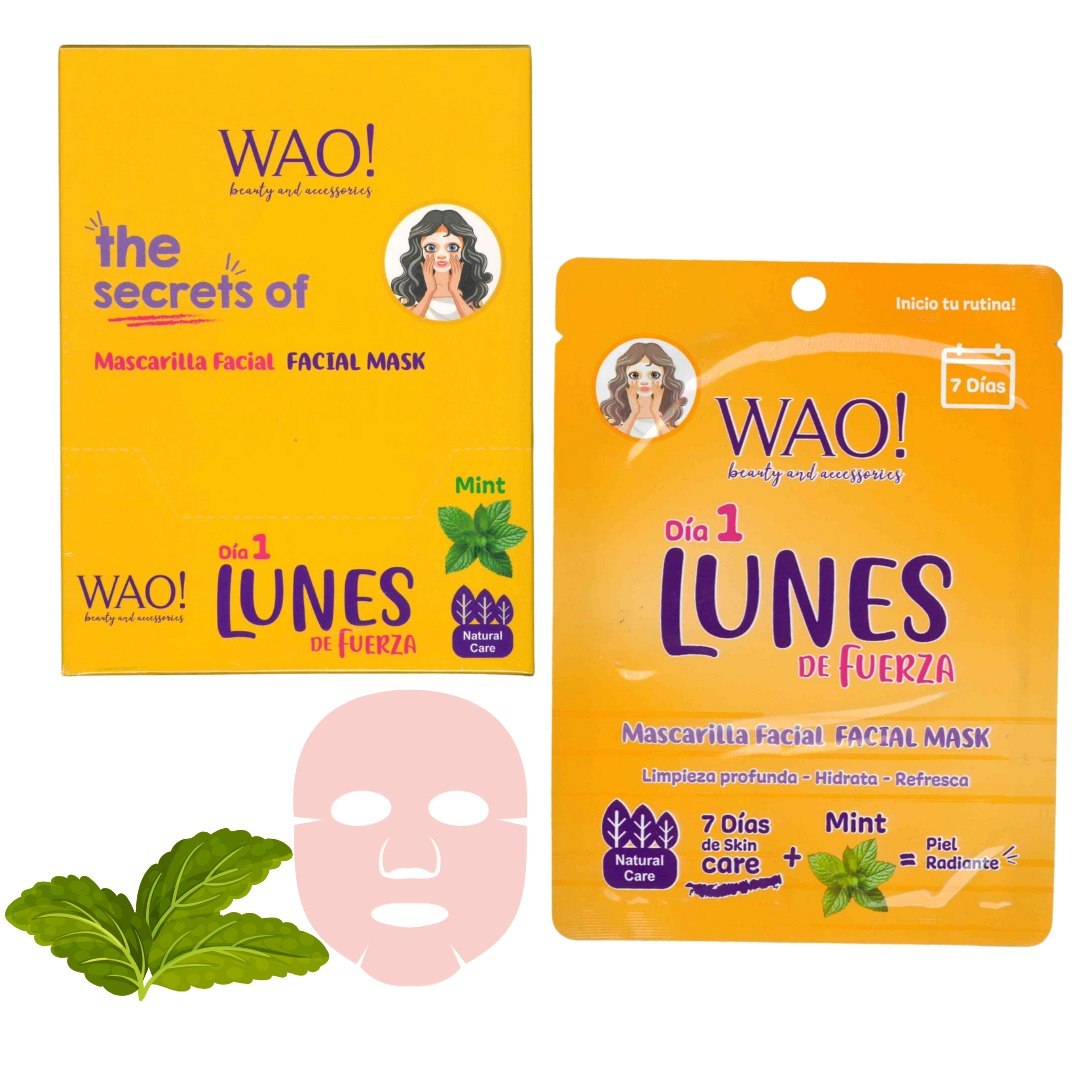 MASCARILLA FACIAL DIA 1 LUNES DE FUERZA DE MENTA Y CONTROL DE SEBO WAO! 25G