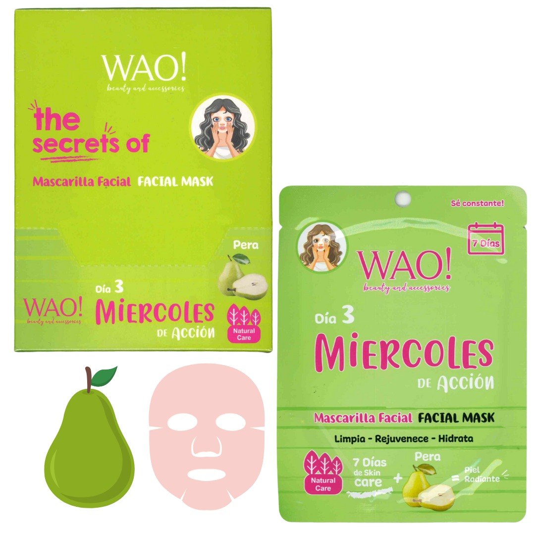 MASCARILLA FACIAL DIA 3 MIERCOLES DE ACCION DE ESENCIA DE PERA WAO! 25G