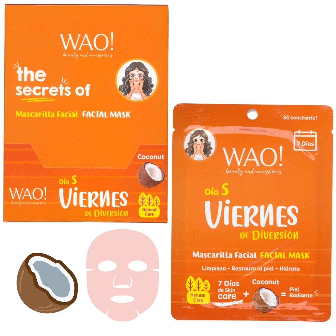 MASCARILLA FACIAL DIA 5 VIERNES DE DIVERSION CON COCO RESTAURADOR WAO! 25G