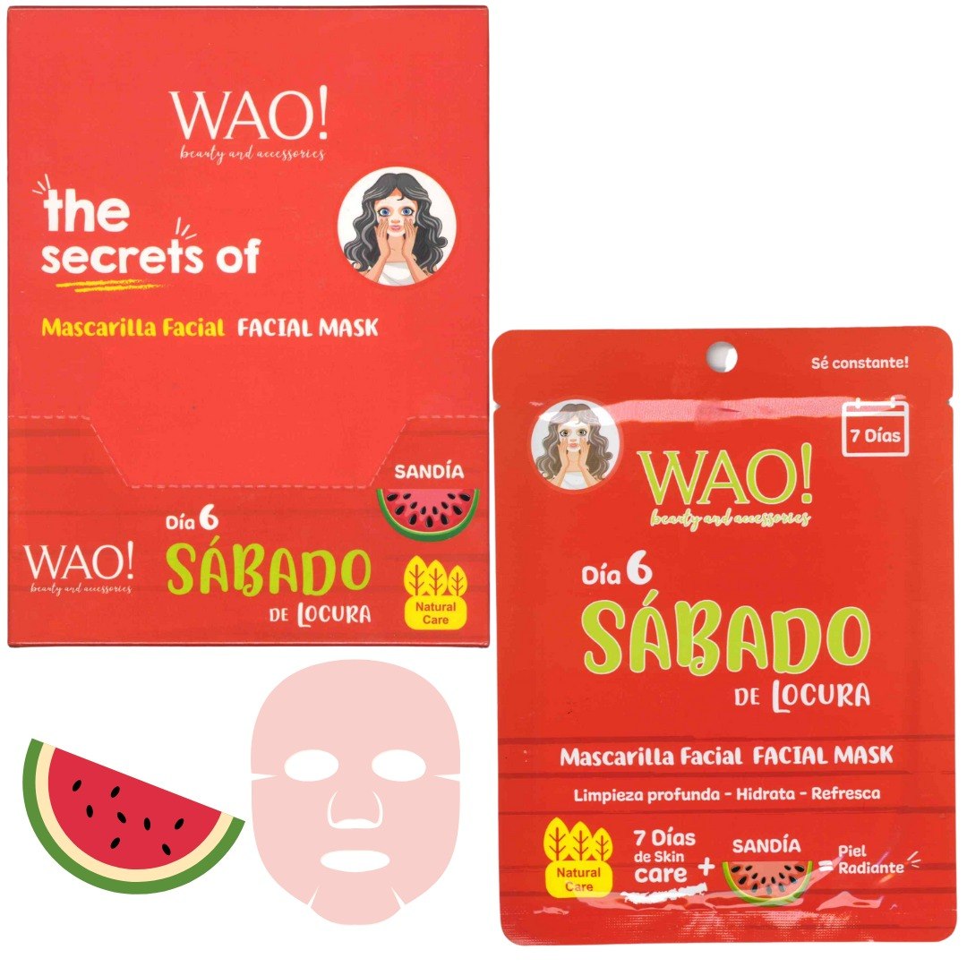 MASCARILLA FACIAL DIA 6 SABADO DE LOCURA CON ESENCIA DE SANDIA WAO! 25G