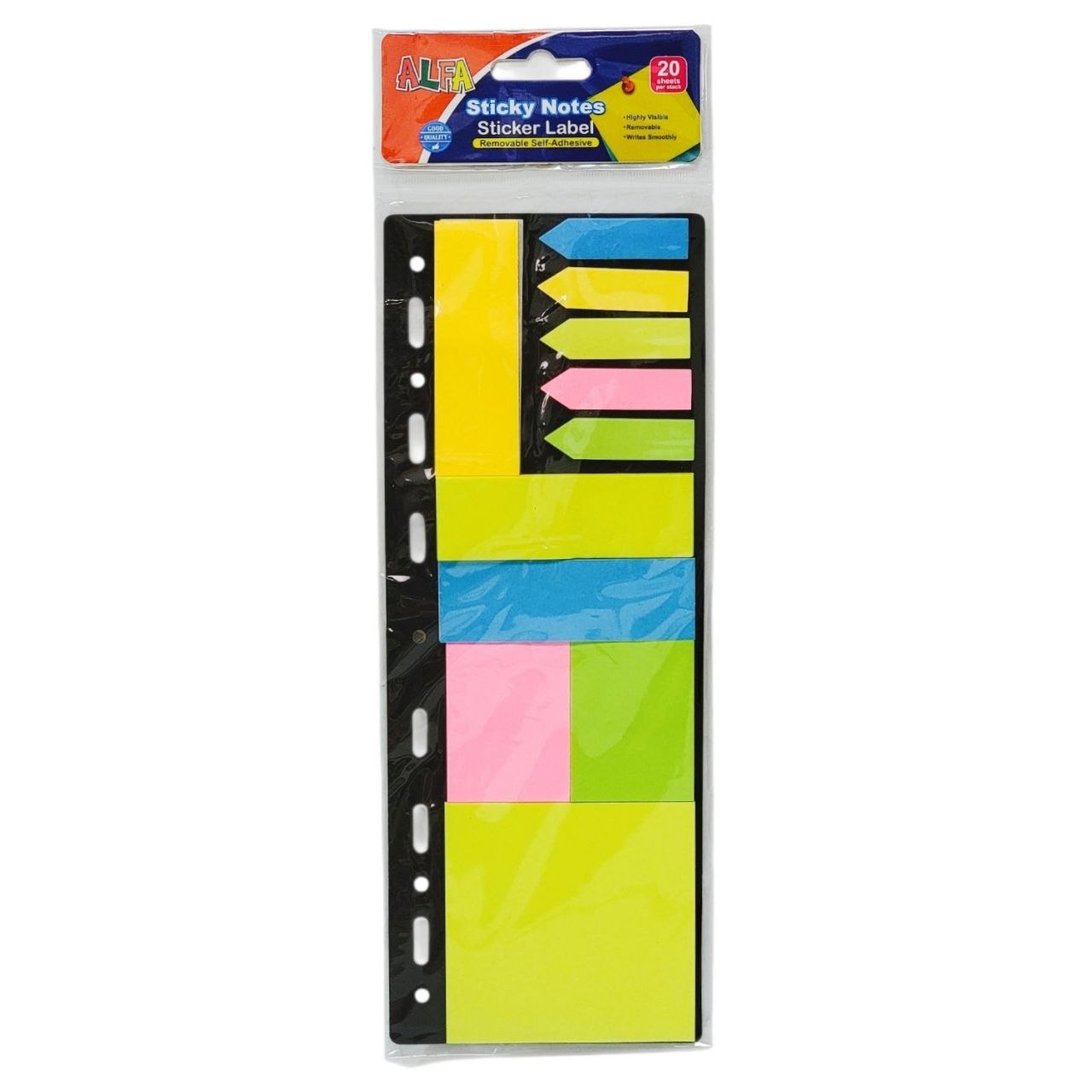 NOTAS ADHESIVAS PARA ORGANIZACION DE PAPELERIA NEON ALFA
