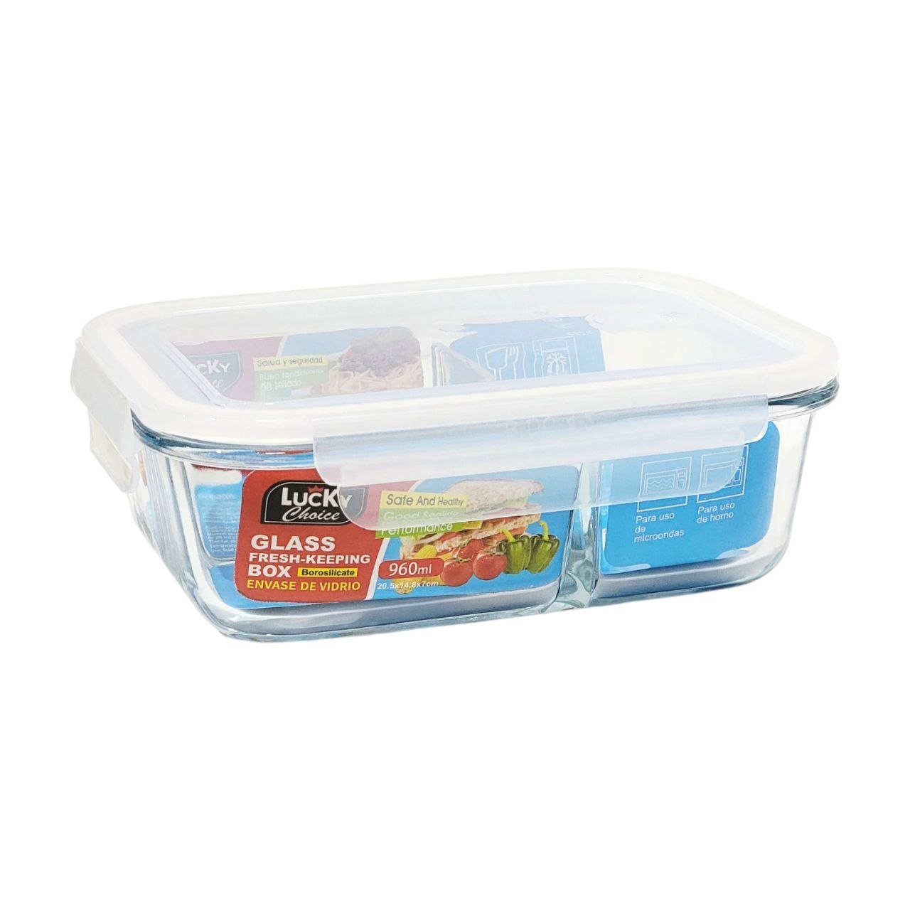 RECIPIENTE PANA PARA ALIMENTOS DE VIDRIO HERMETICA CON VALVULA DE VAPOR LUCKY CHOICE 20X14X7CM