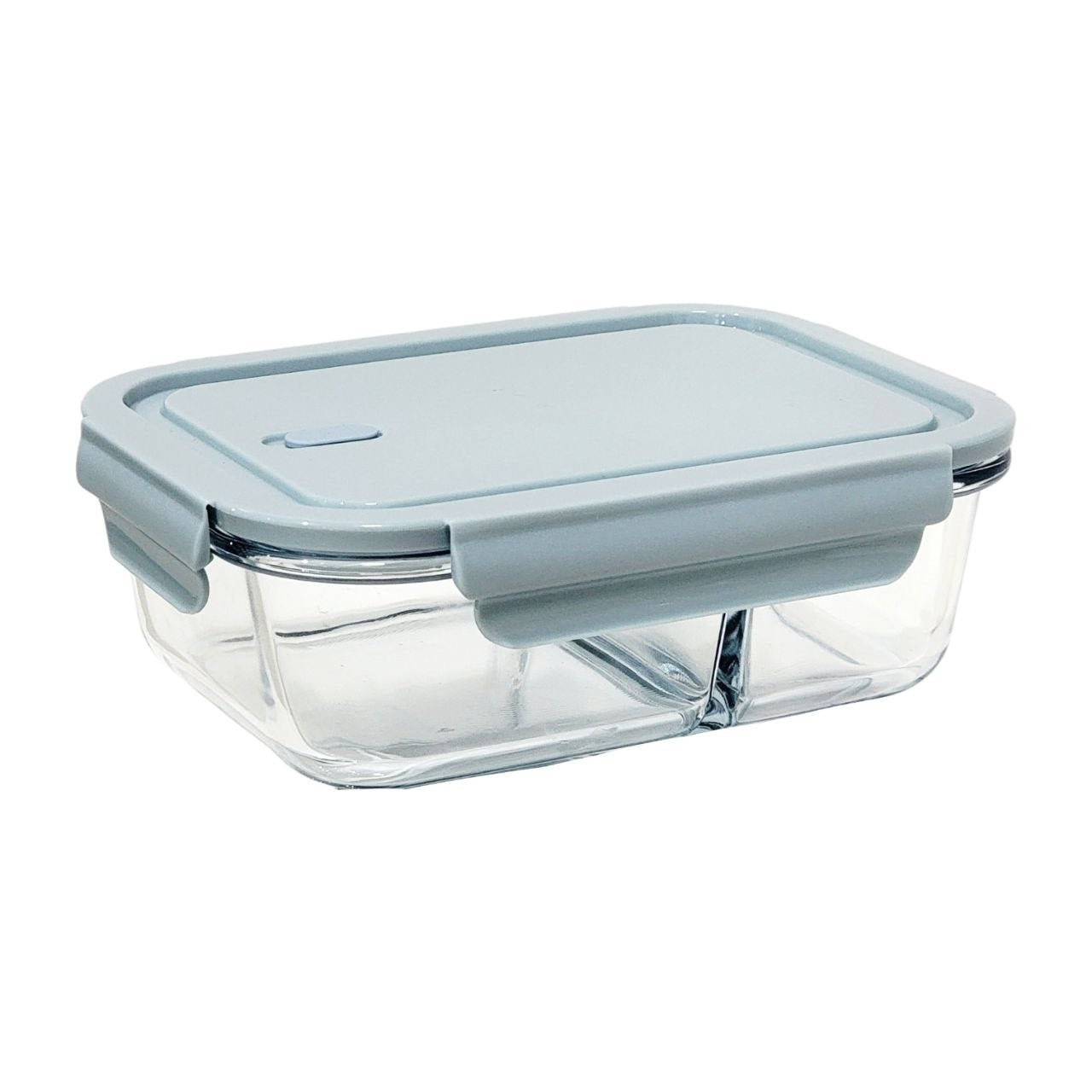 RECIPIENTE PANA PARA ALIMENTOS DE VIDRIO HERMETICO CON VALVULA DE VAPOR CON DIVISION 19X14X7CM