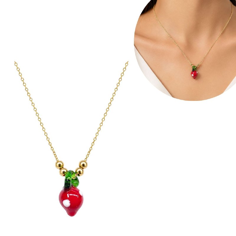 GARGANTILLA DE ENCHAPE PARA DAMA CON DISEÑO DE FRESA 3.1CM