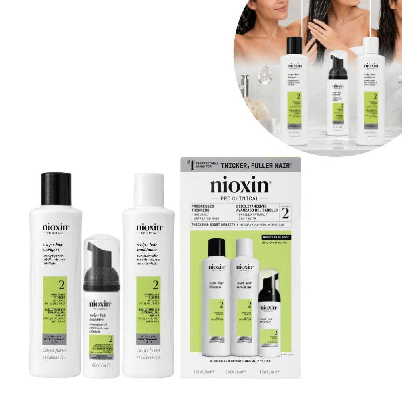 SET DE 3 PASOS EN FORMATO DE VIAJE PARA CABELLO DEBILITADO CON EFECTO ANTICAIDA, ENGROSADOR Y PURIFICANTE NIOXIN
