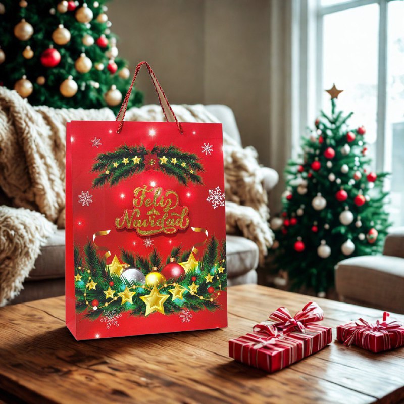BOLSA DE REGALO NAVIDEÑA MEDIANA 26X32X10CM