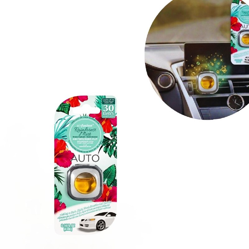 AMBIENTADOR PARA AUTO TIPO CLIP PARA REJILLAS DE VENTILACION CON AROMA A NEBLINA DE LA SELVA TROPICAL AIR FUSION 4ML