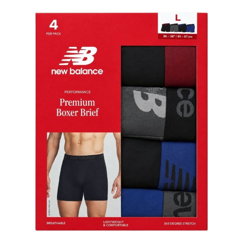 ROPA INTERIOR PARA CABALLERO NEW BALANCE BOXER BRIEF 4 UNIDADES