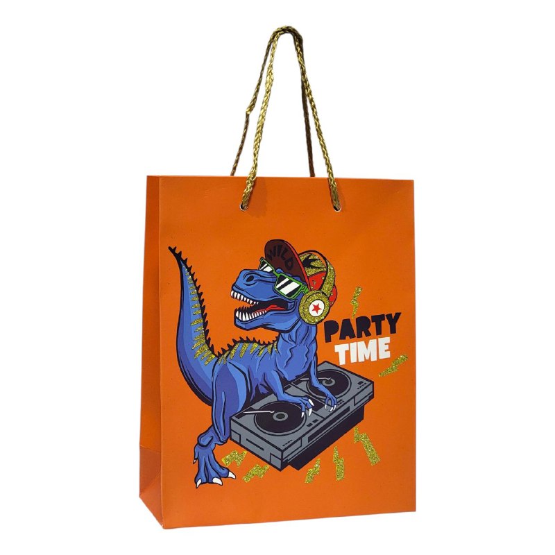 BOLSA DE REGALO DE DINOSAURIO PEQUEÑA 18X10X23CM