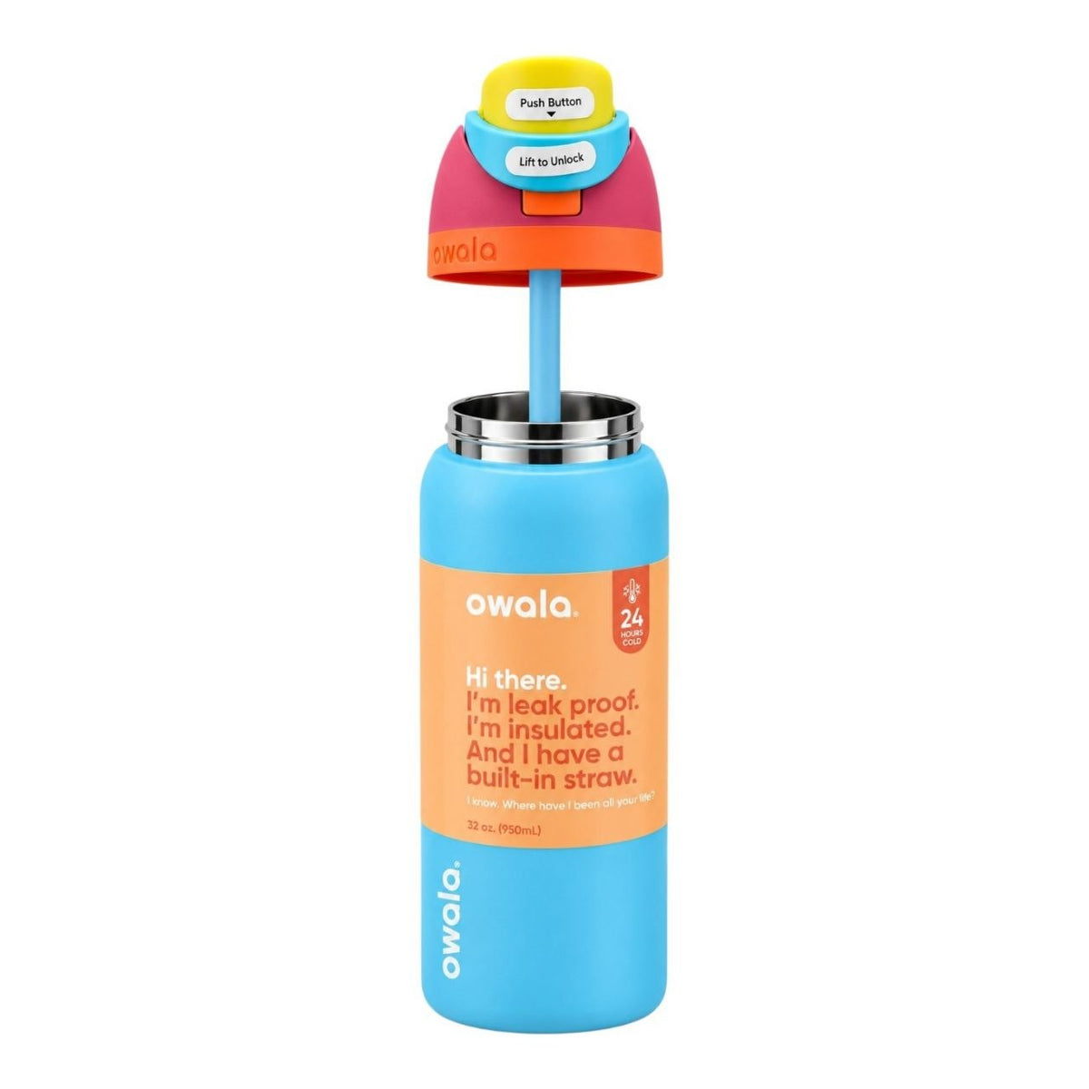BOTELLA TÉRMICA REUTILIZABLE CON PAJILLA INTEGRADA OWALA 24OZ (710ML)