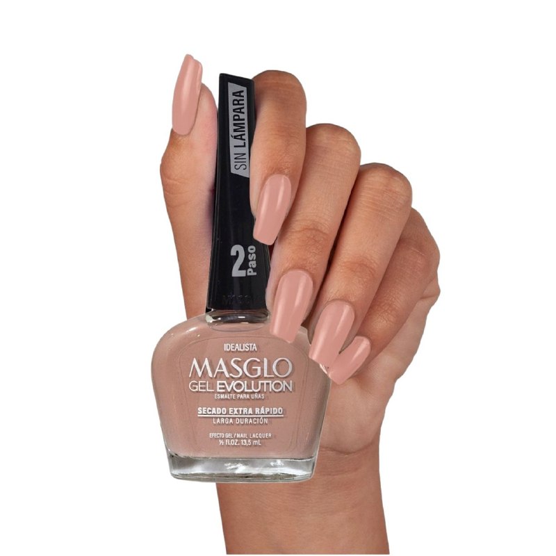 ESMALTE PARA UÑAS DE SECADO RAPIDO COLOR ROSA VIEJO IDEALISTA GEL EVOLUTION MASGLO 13.5ML