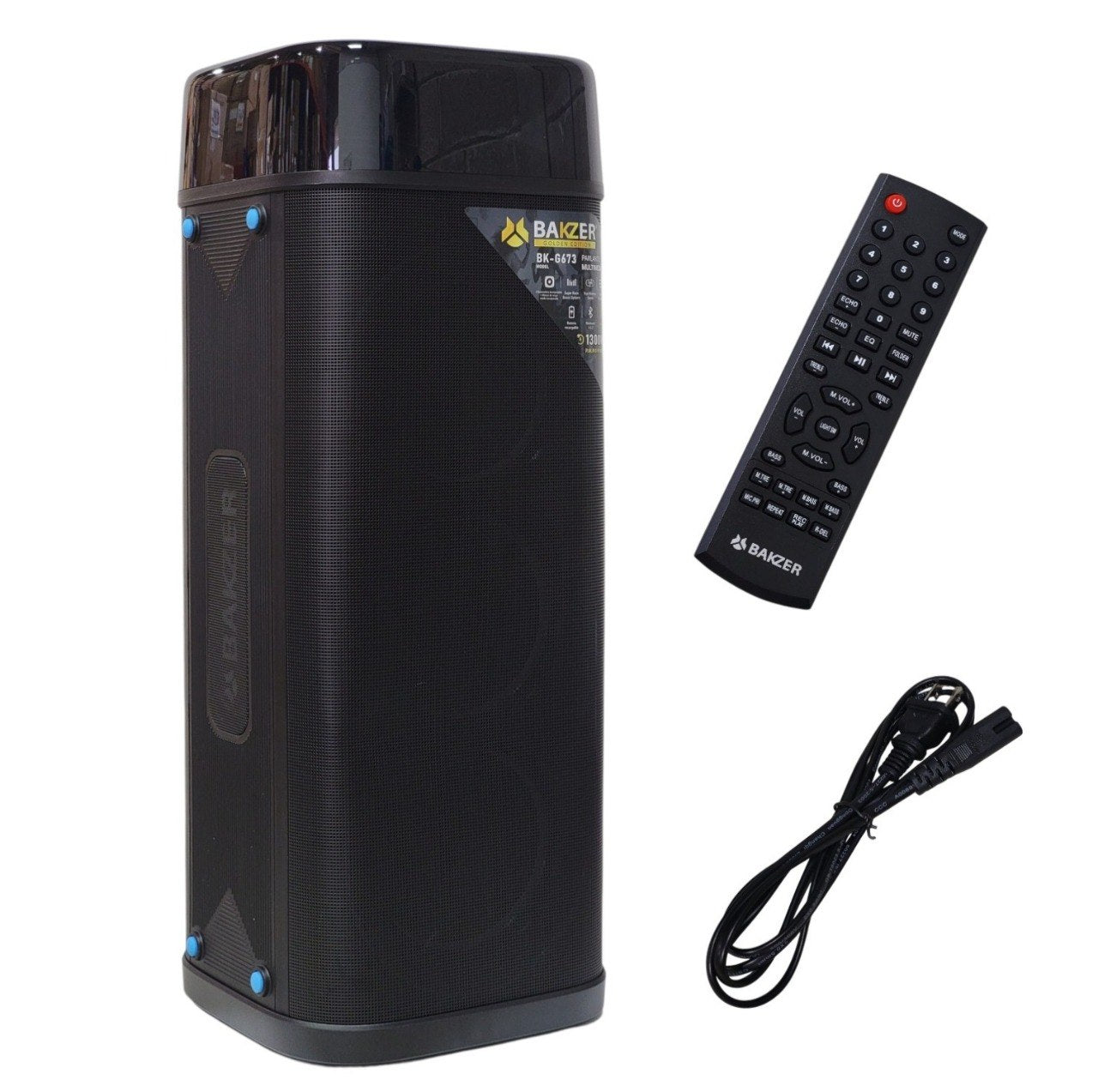 PARLANTE ALTAVOZ DE TORRE INALÁMBRICO PROFESIONAL CON DOBLE SUBWOOFER MODELO BK-G673 BAKZER 84CM