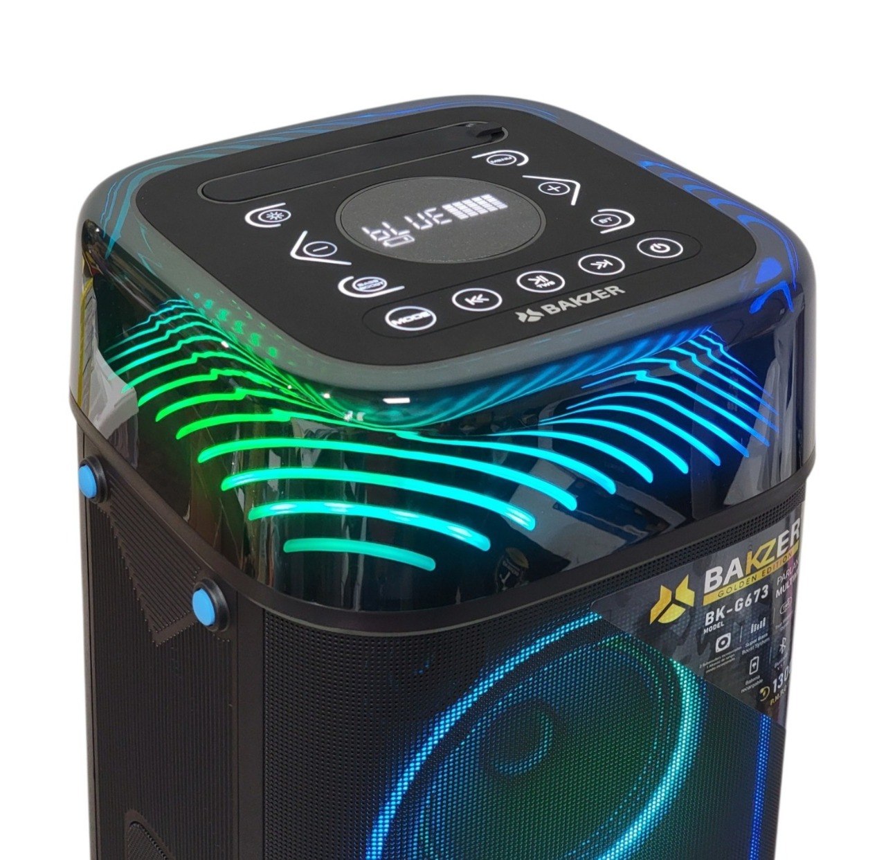 PARLANTE ALTAVOZ DE TORRE INALÁMBRICO PROFESIONAL CON DOBLE SUBWOOFER MODELO BK-G673 BAKZER 84CM