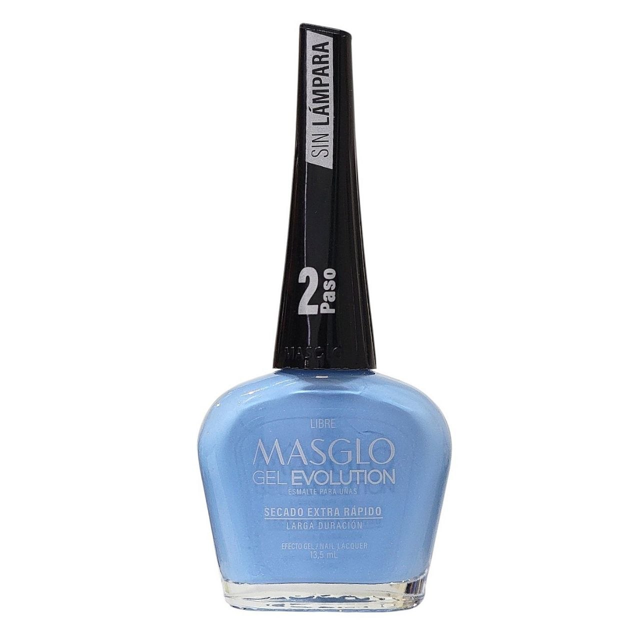 ESMALTE PARA UÑAS DE SECADO RAPIDO COLOR AZUL TURQUESA SUAVE LIBRE GEL EVOLUTION MASGLO 13.5ML