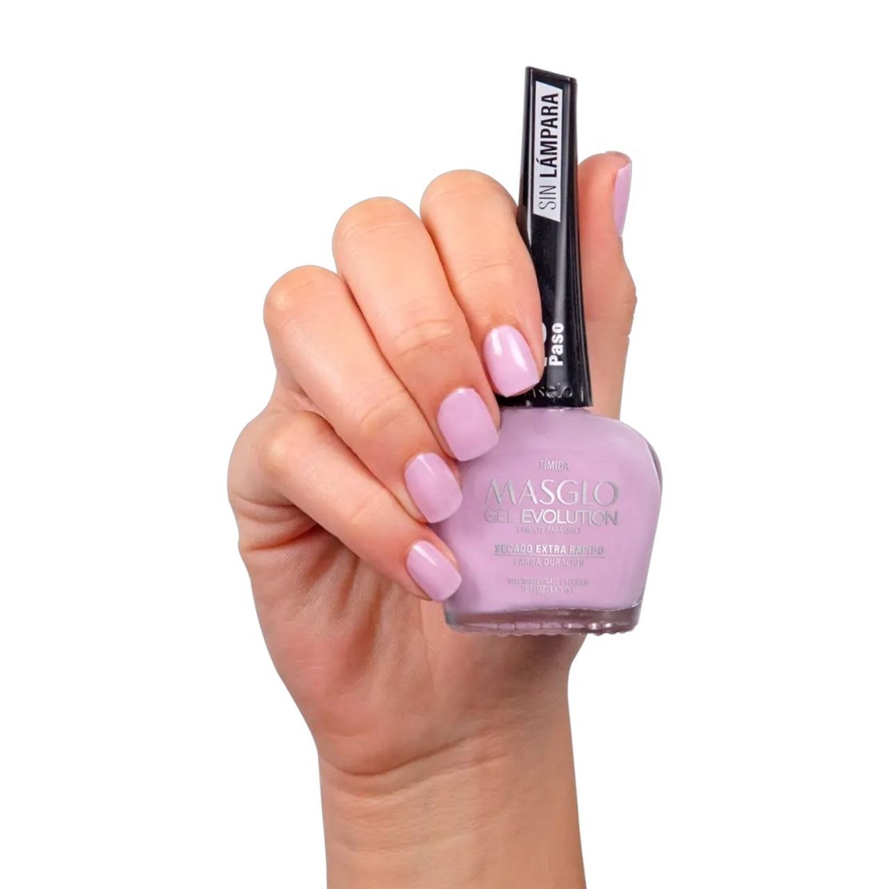 ESMALTE PARA UÑAS DE SECADO RAPIDO COLOR LAVANDA PALIDO TIMIDA GEL EVOLUTION MASGLO 13.5ML