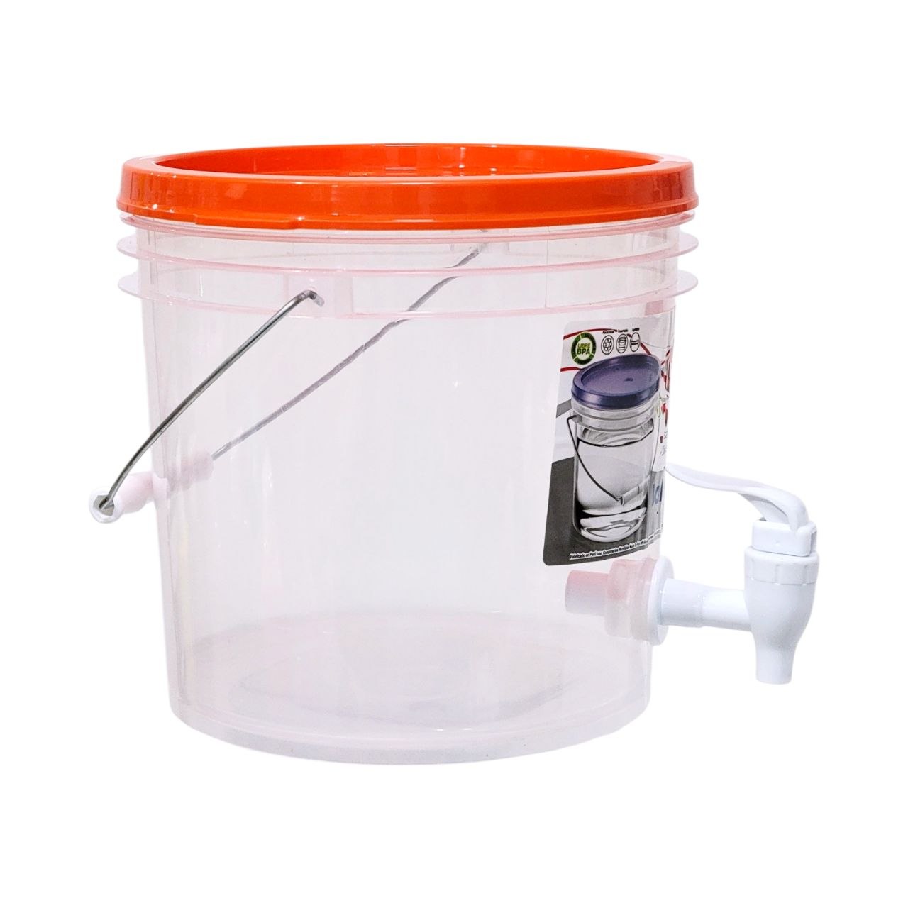 RECIPIENTE BALDE PARA LIQUIDOS CON DISPENSADOR ASA DE METAL Y CIERRE HERMETICO POLINPLAST 4L