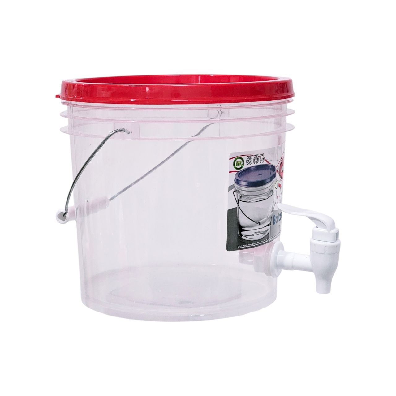 RECIPIENTE BALDE PARA LIQUIDOS CON DISPENSADOR ASA DE METAL Y CIERRE HERMETICO POLINPLAST 4L