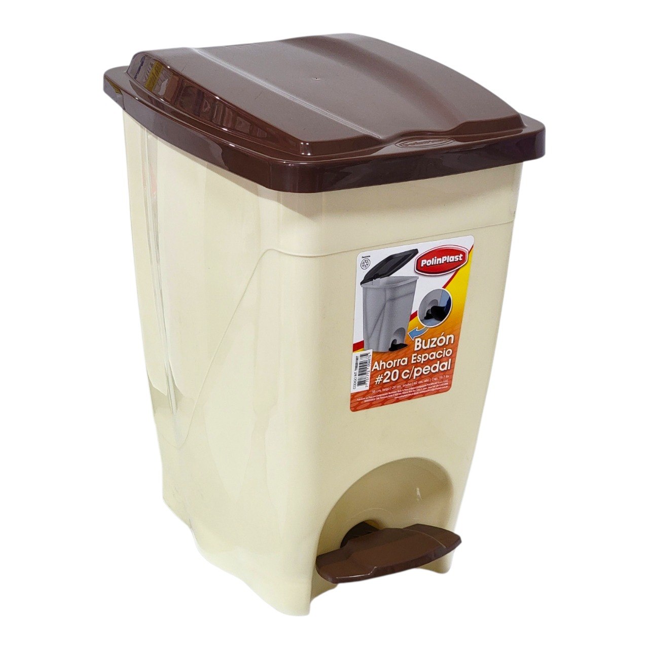 BASURERO CON TAPA SISTEMA DUAL POLINPLAST 19L 35X26X42CM