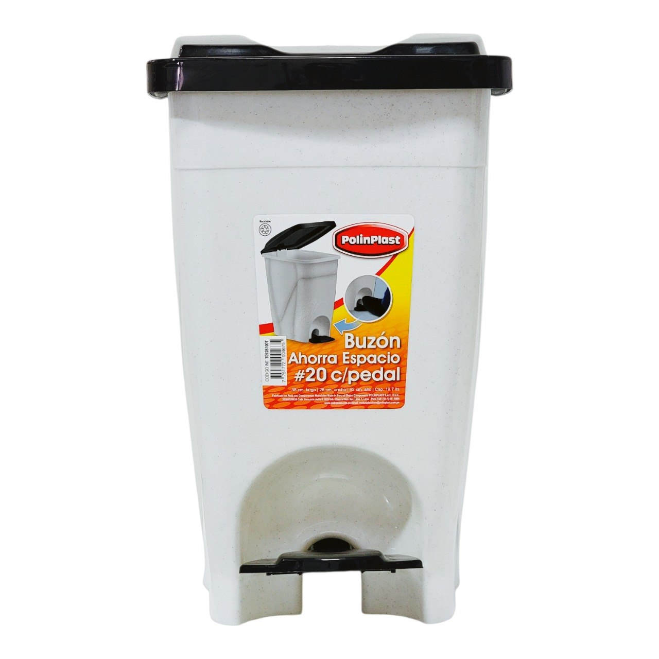BASURERO CON TAPA SISTEMA DUAL POLINPLAST 19L 35X26X42CM