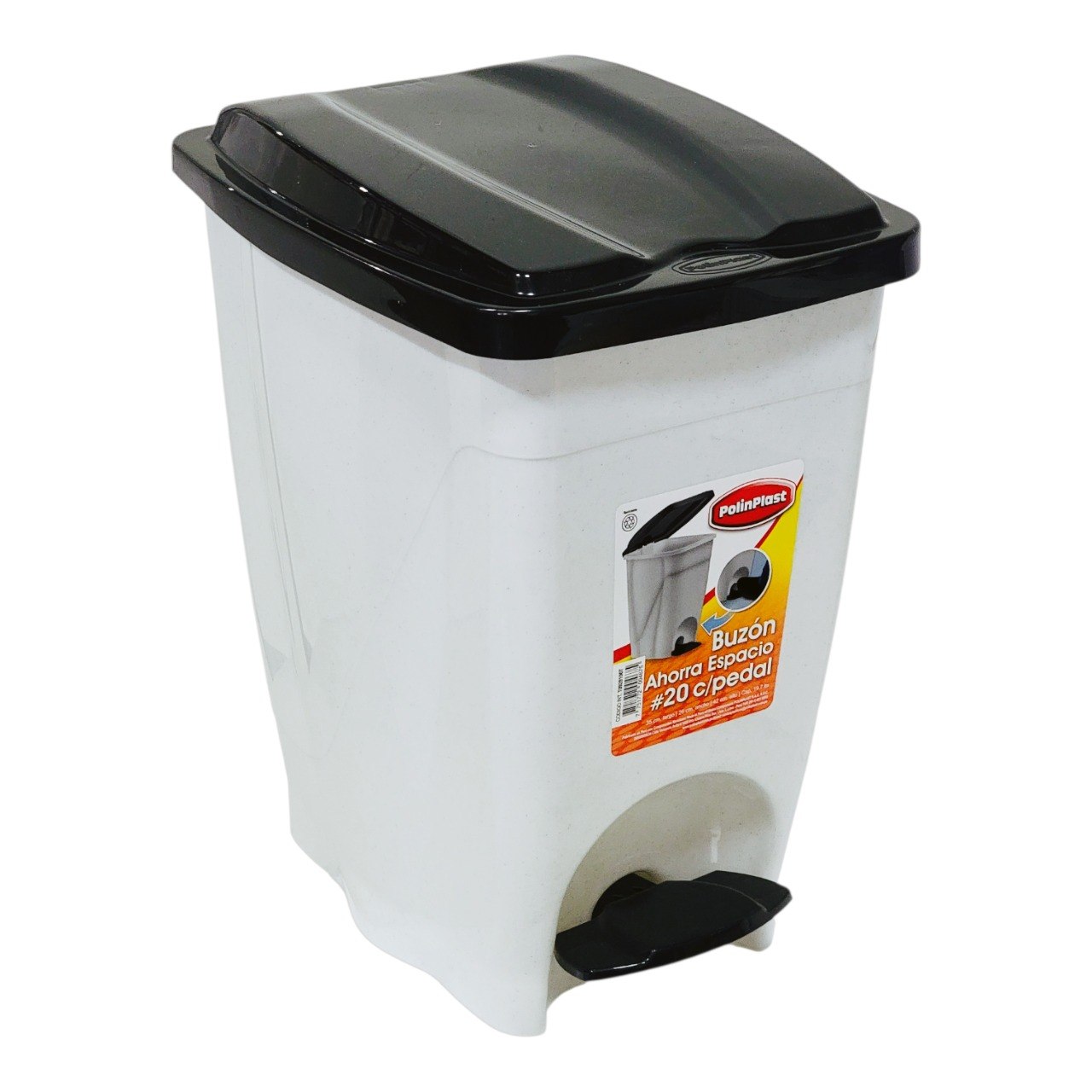 BASURERO CON TAPA SISTEMA DUAL POLINPLAST 19L 35X26X42CM
