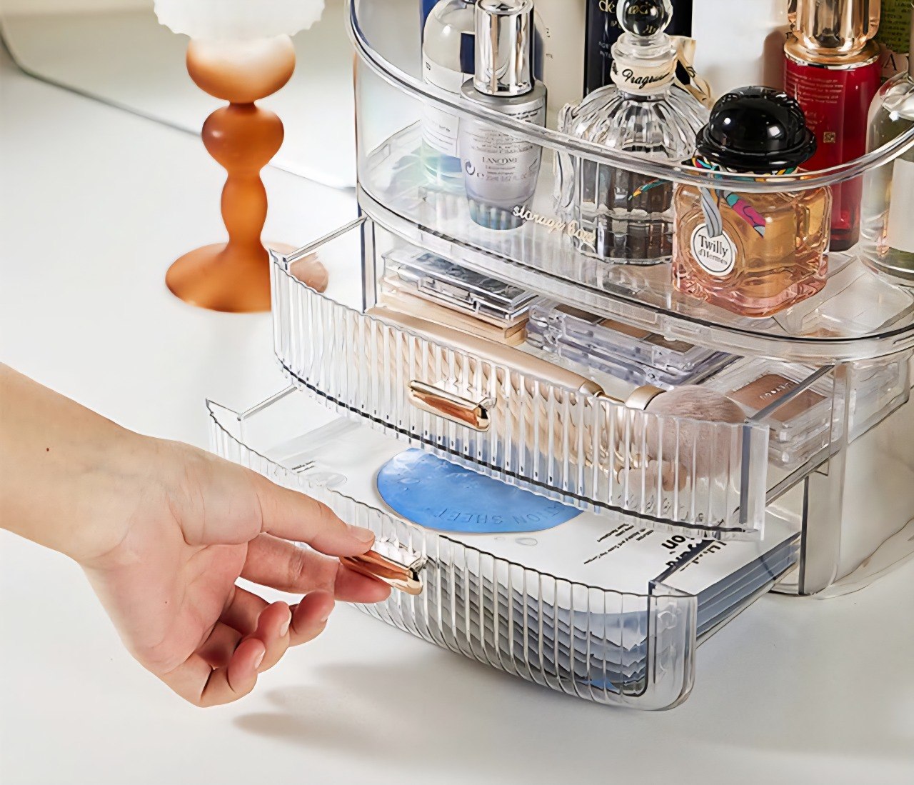 ORGANIZADOR DE MAQUILLAJE Y JOYERIA MULTIUSO DE ACRILICO 32X22X20CM