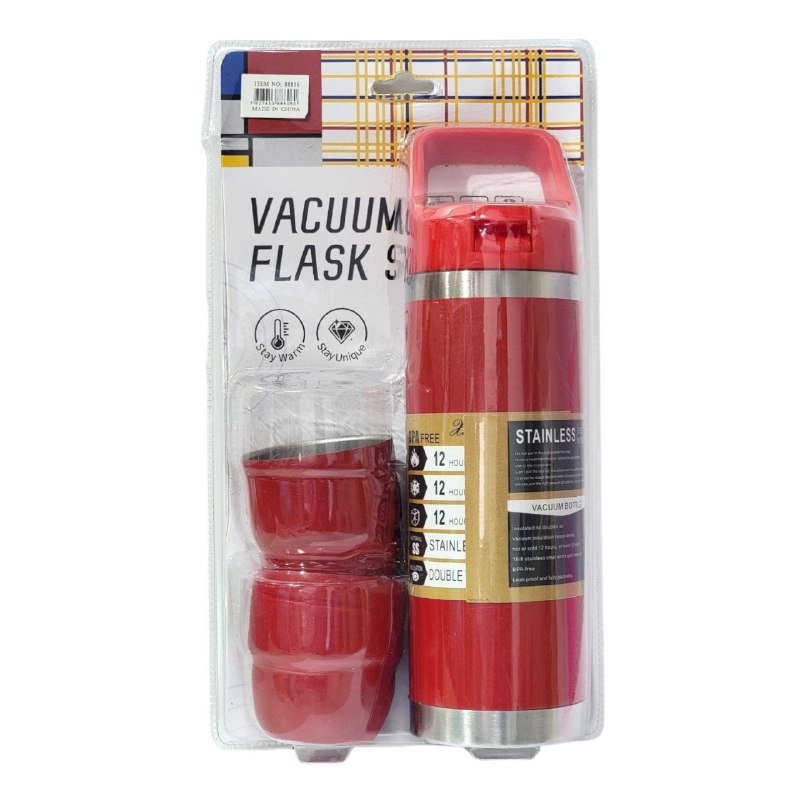SET DE TERMO Y TAZAS DE VIAJE DE ACERO INOXIDABLE 3PCS 500ML