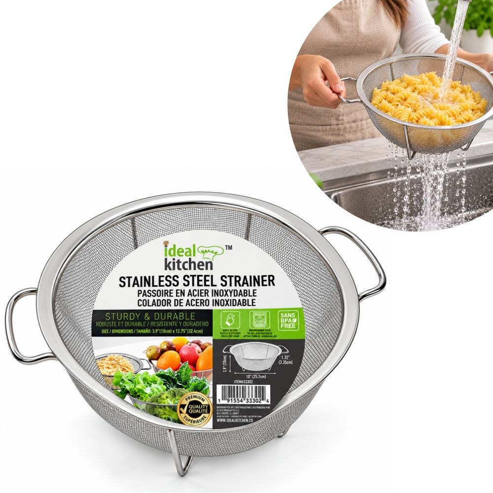 COLADOR DE ACERO INOXIDABLE CON PATAS IDEAL KITCHEN 25.7CM