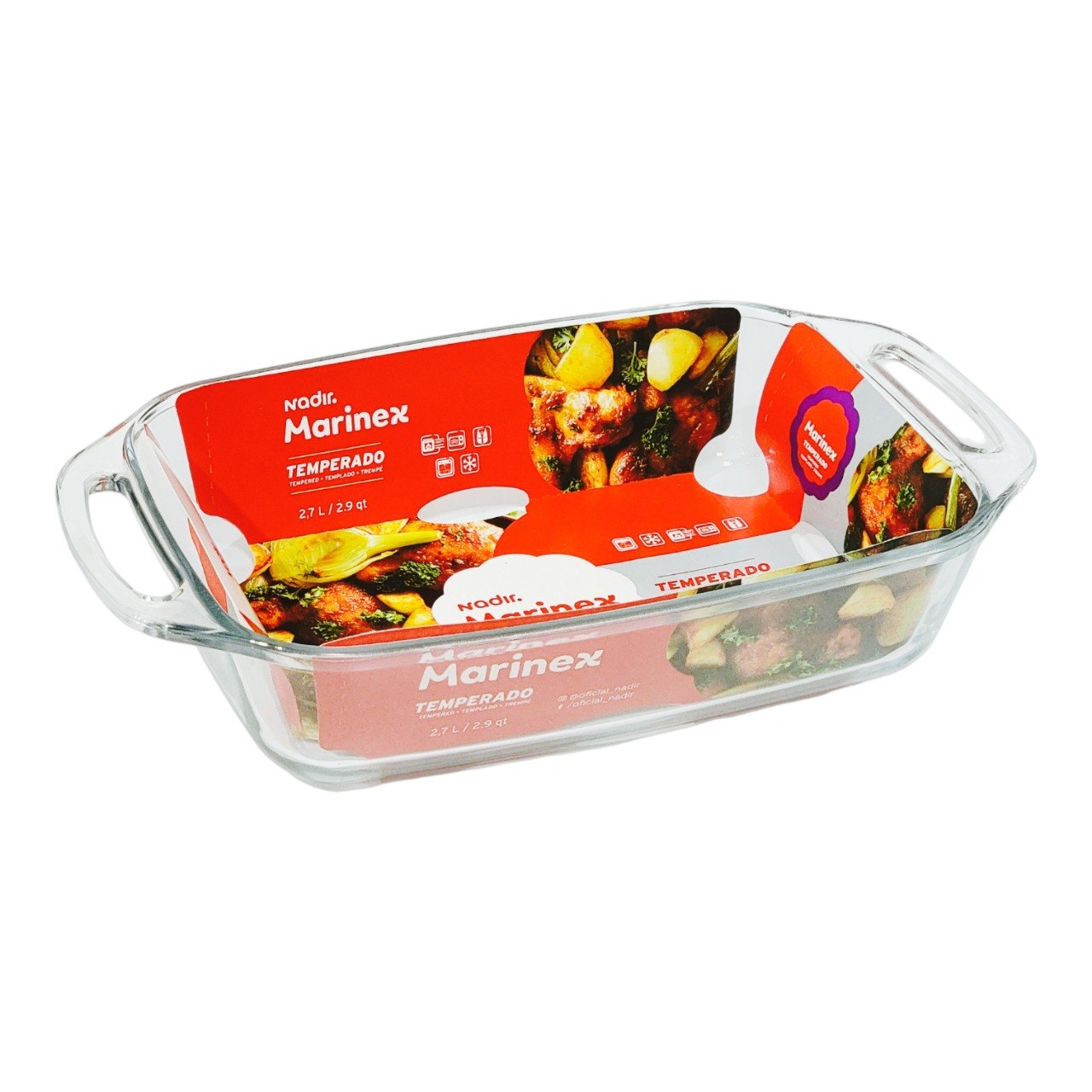 MOLDE PARA HORNEAR DE VIDRIO TEMPLADO MARINEX 33X19X7CM