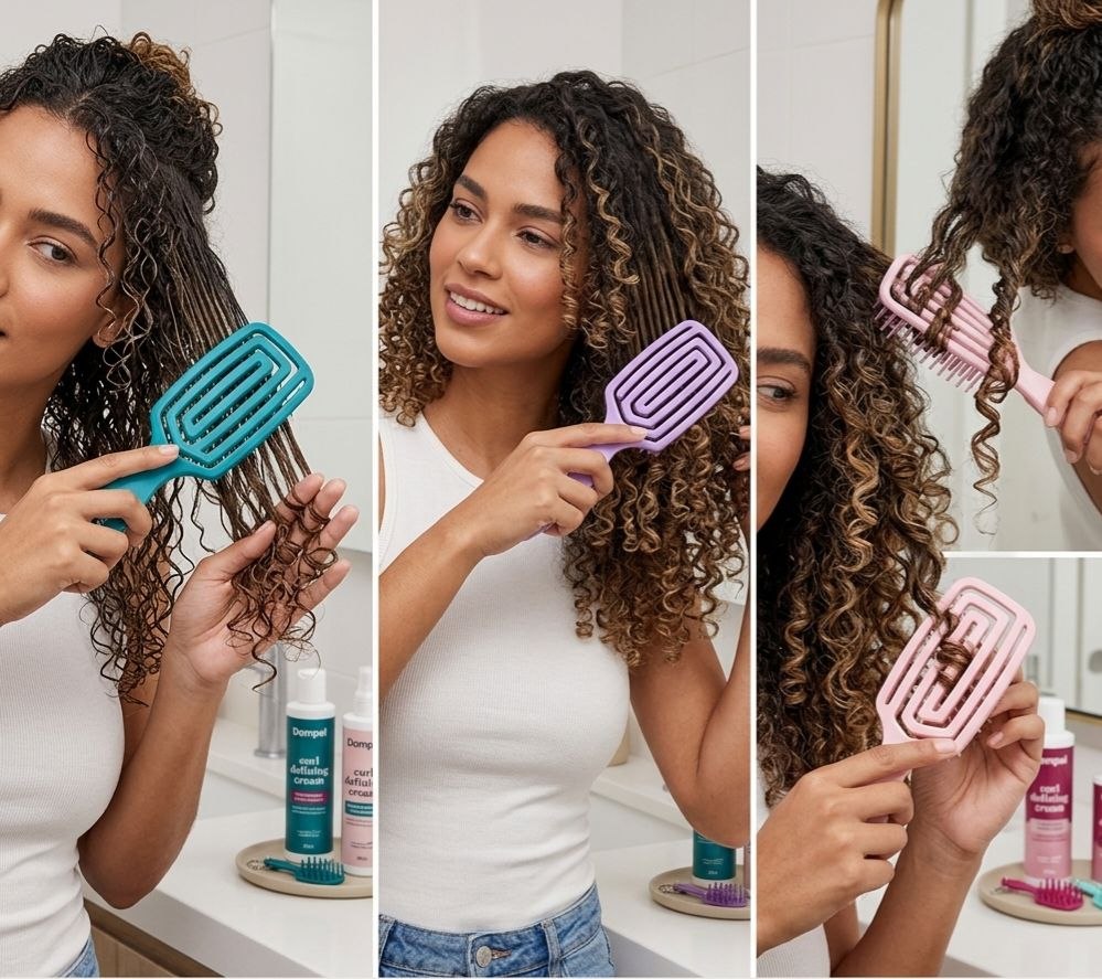 CEPILLO PARA EL CABELLO DESENREDANTE Y DEFINIDOR DE RIZOS FLEXIBLE CON FRAGANCIA Y ACCESORIO DOMPEL
