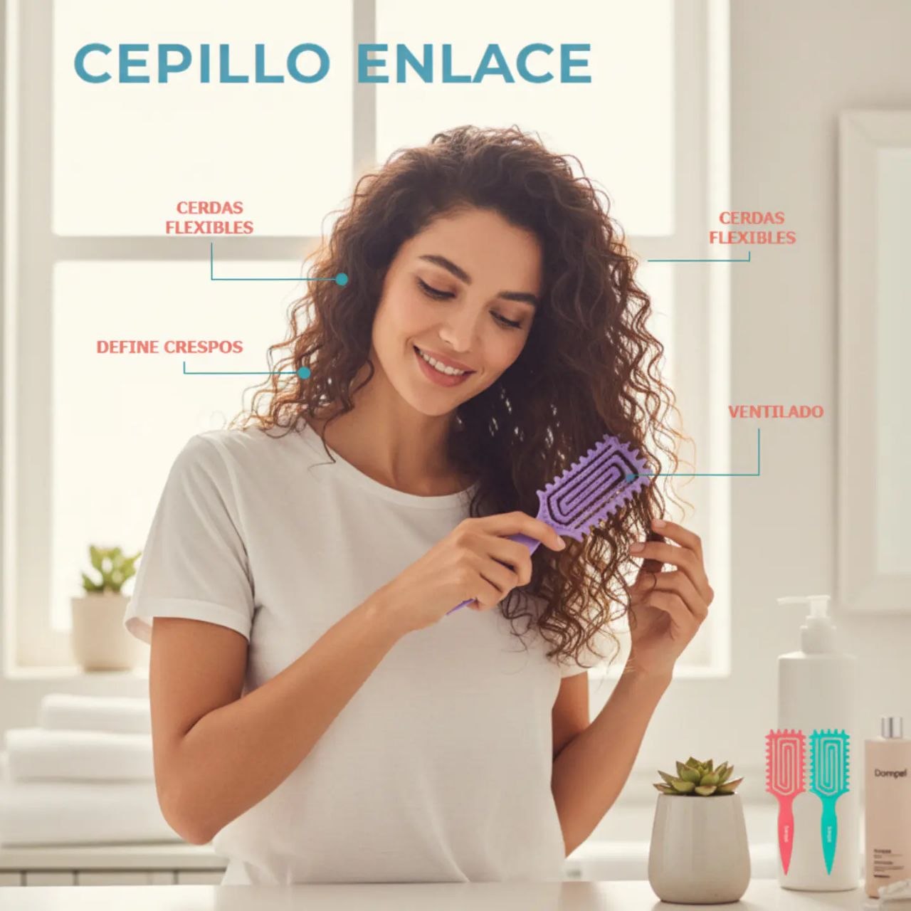 CEPILLO PARA EL CABELLO DESENREDANTE FLEXIBLE CON FRAGANCIA Y ACCESORIO DOMPEL