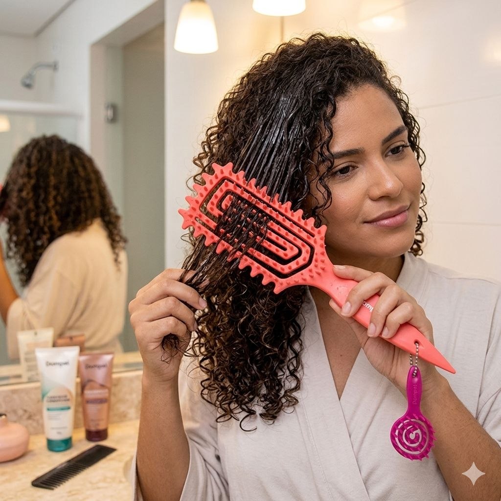CEPILLO PARA EL CABELLO DESENREDANTE FLEXIBLE CON FRAGANCIA Y ACCESORIO DOMPEL