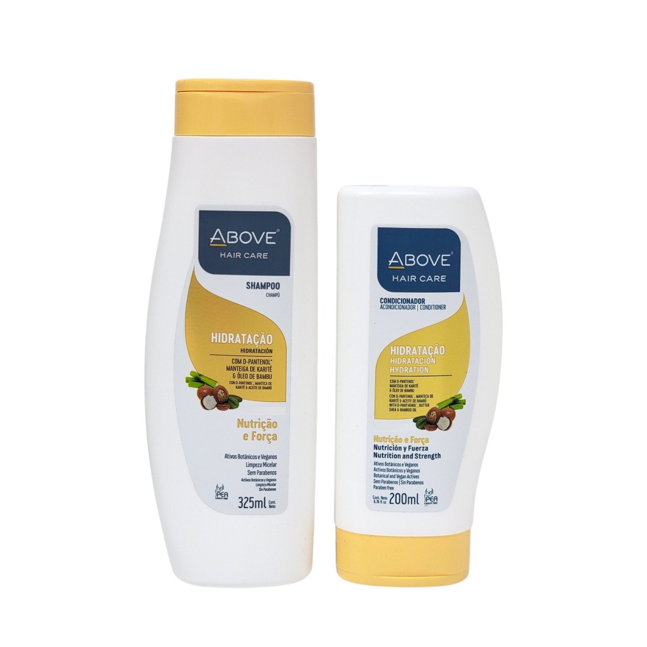 SET DE SHAMPOO Y ACONDICIONADOR REPARADOR PARA CABELLO SECO Y QUEBRADIZO ABOVE 325ML + 200ML