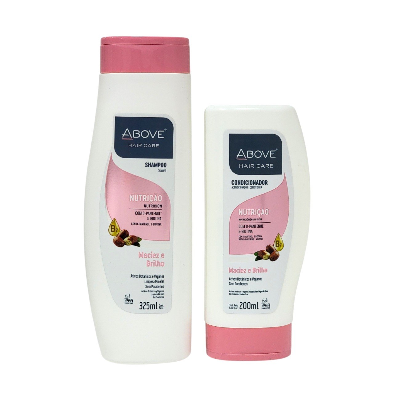 SET DE SHAMPOO Y ACONDICIONADOR NUTRITIVO CON D-PANTENOL Y BIOTINA ABOVE 325ML + 200ML