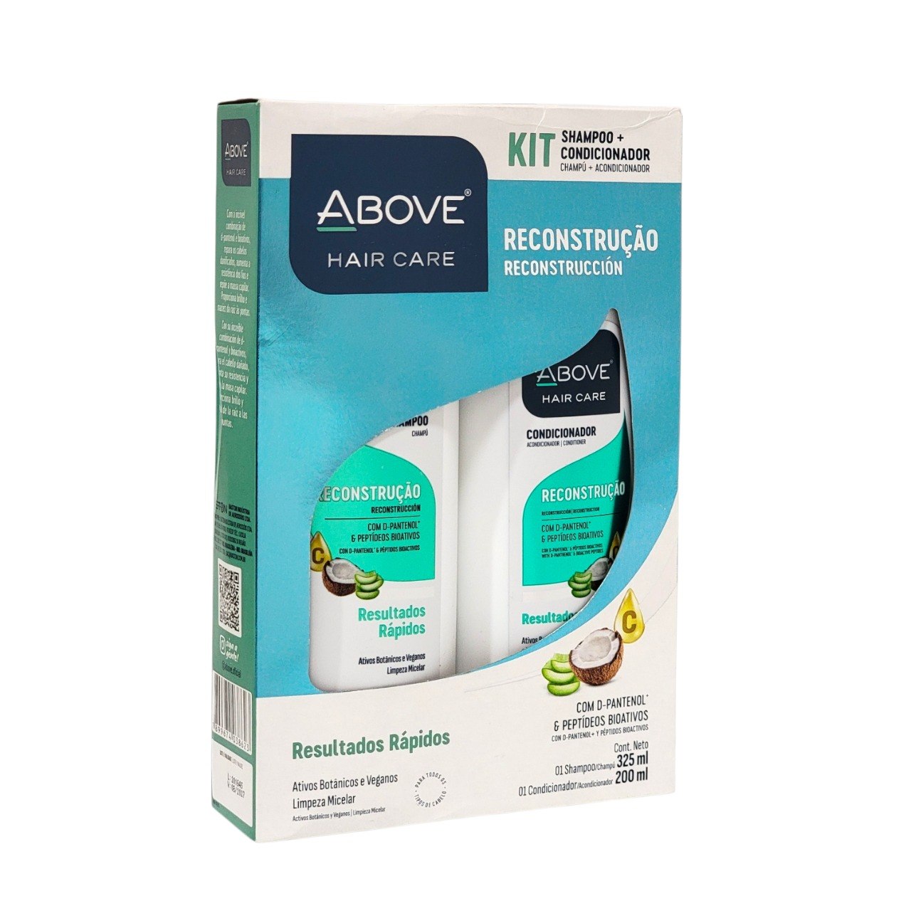SET DE SHAMPOO Y ACONDICIONADOR RECONSTRUCTOR PARA CABELLO DAÑADO Y TEÑIDO CON PEPTIDOS BIOACTIVOS Y COCO ABOVE 325ML + 200ML
