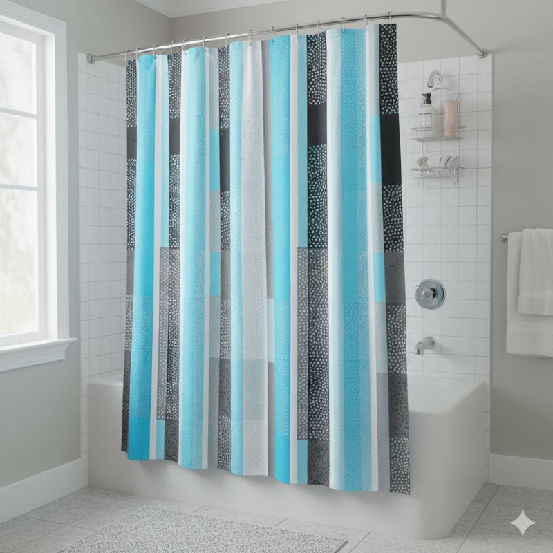 CORTINA DE DUCHA ELEGANTE DE 12 GANCHOS BENELI HOME 180X180CM
