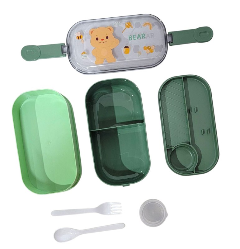 LONCHERA EN KIT CON SEPARADOR , CUBIERTOS Y PAILA PARA SALSA 4 COLORES