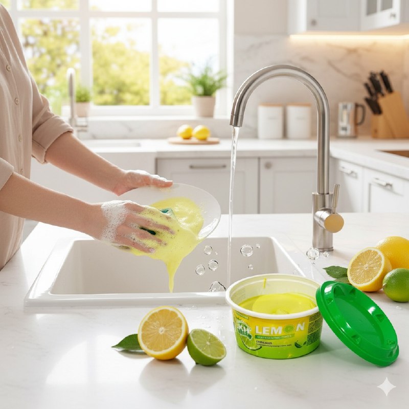 JABON PARA LAVAR TRASTES PLATOS DESENGRASANTE CON AROMA A LIMON KH HOME 425G