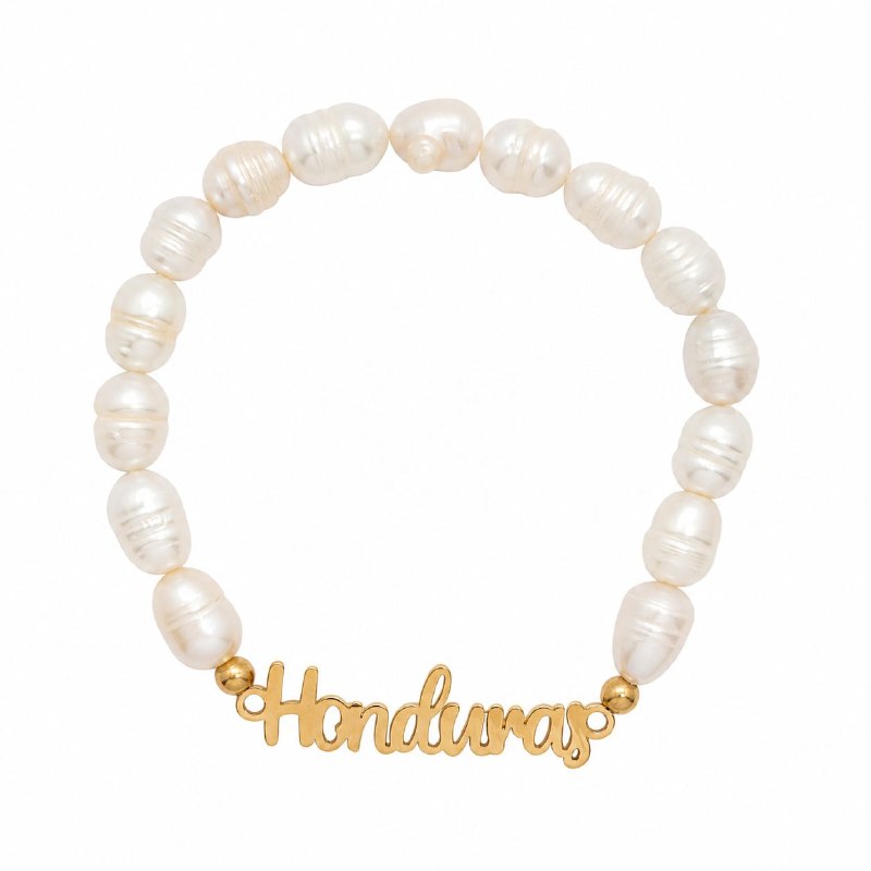 PULSERA DE ENCHAPE ELASTICA PARA DAMA CON DISEÑO DE HONDURAS