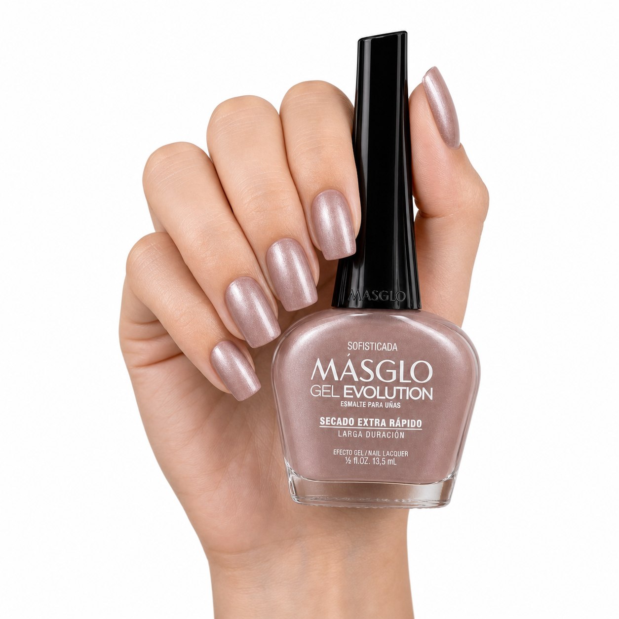 ESMALTE DE UÑAS CON EFECTO GEL DE SECADO EXTRA RÁPIDO MASGLO GEL EVOLUTION PASO 2 "ESTILO SOFISTICADA" 13.5 ML